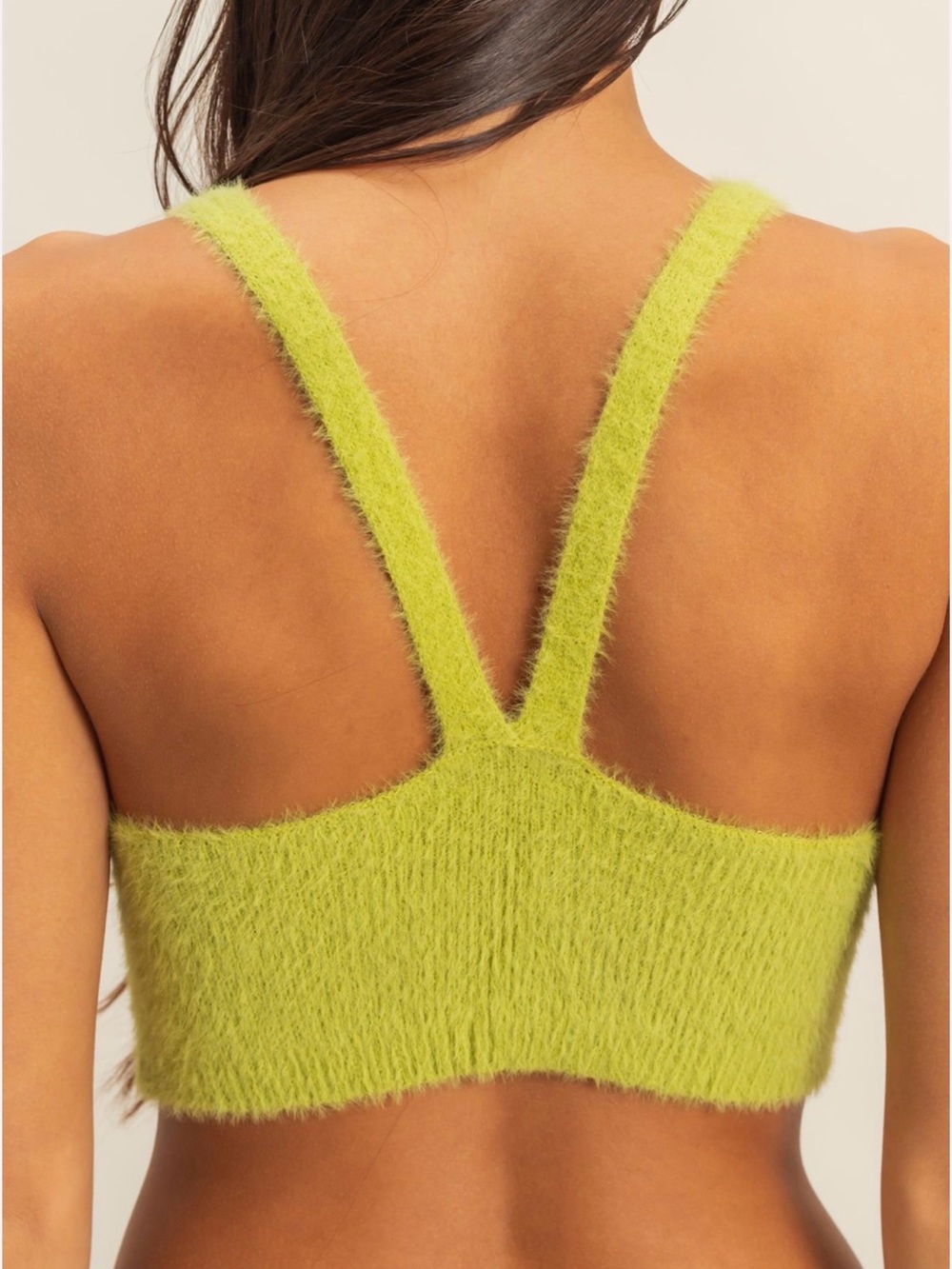 HYFVE Fuzzy Lime Green V-Neck Cropped Tank - NWT - Small - Picture 4 of 5
